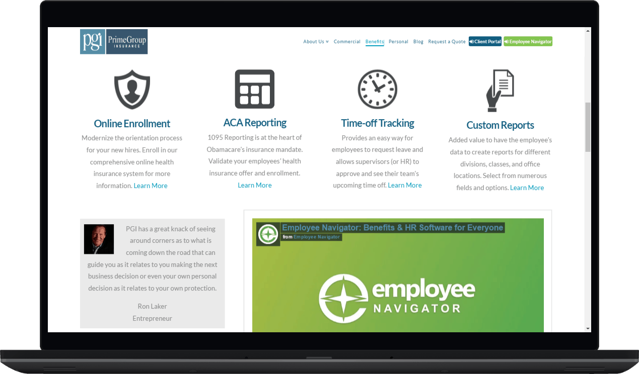 Insurance agency website design