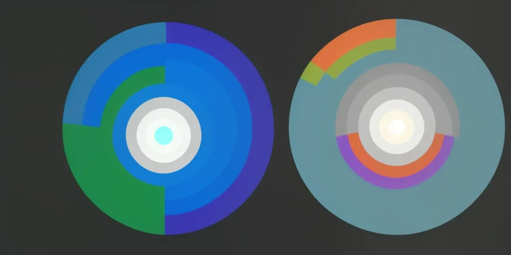 Business intelligence reporting services depicted by Two circular colorful charts depicting data